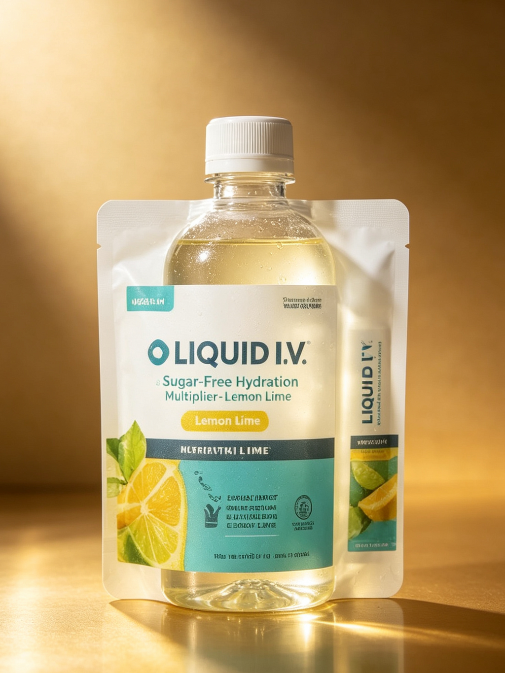LIQUID I.V. Sugar-Free Hydration Multiplier - Lemon Lime – Hydration Powder Packets | Electrolyte Po Yellow
