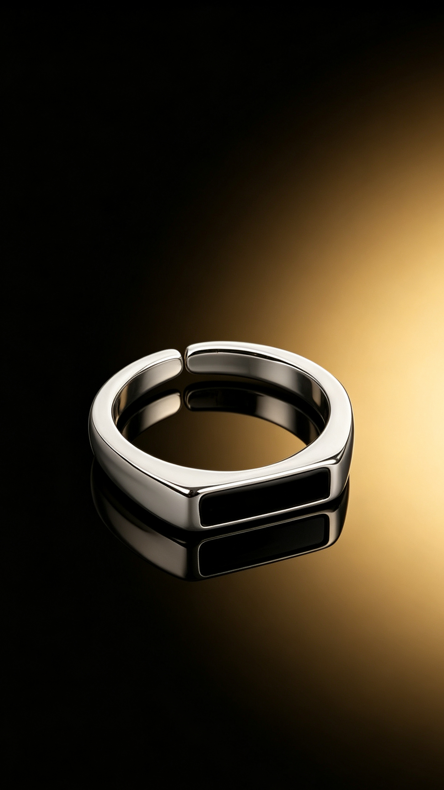 Sterling Silver Black Ring with Cool Wind Design