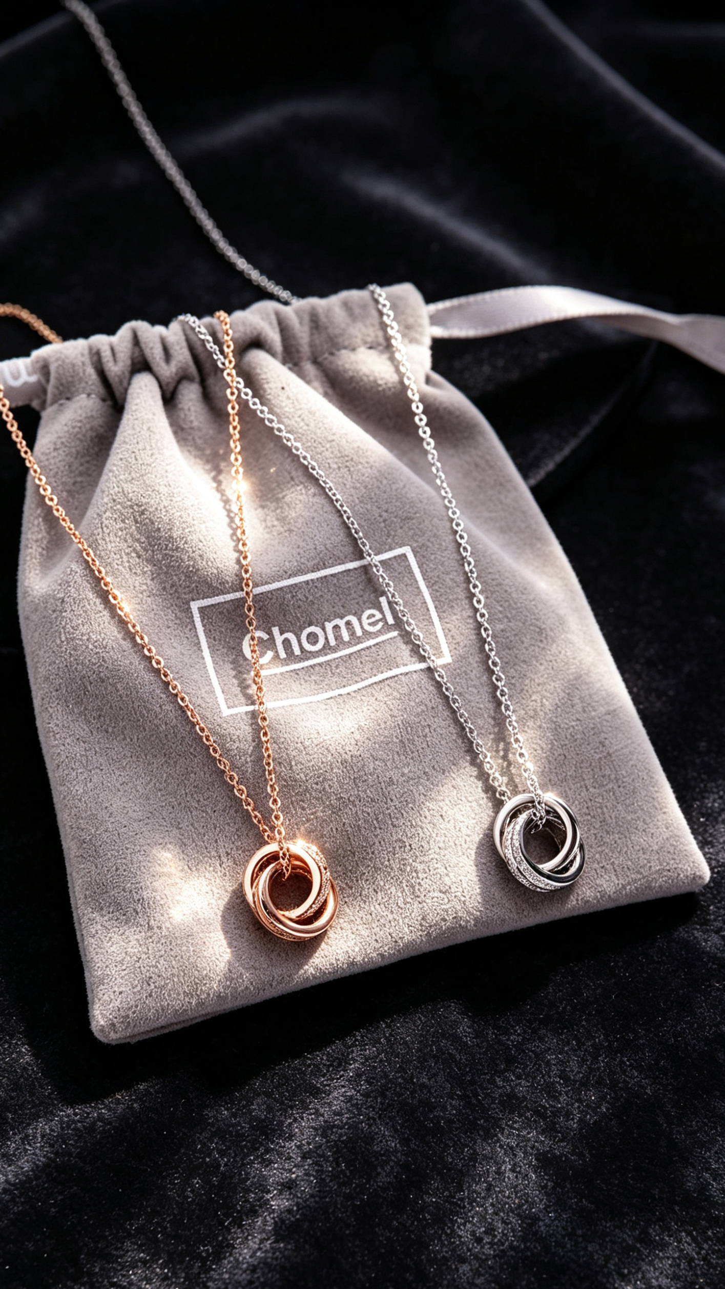 Chomel S925 Silver Double Ring Necklace for Women